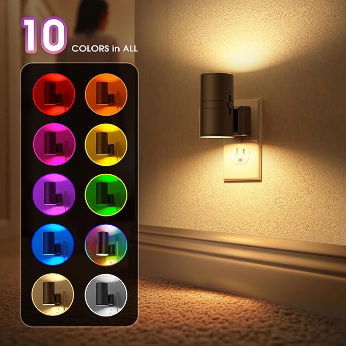 Briignite Night Lights Plug into Wall, 2 Pack 11-Color Changing Night Light - Image 2