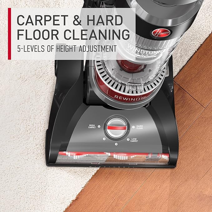 Hoover WindTunnel Whole House Rewind Bagless Vacuum Cleaner, Corded Upright Vac - Image 3