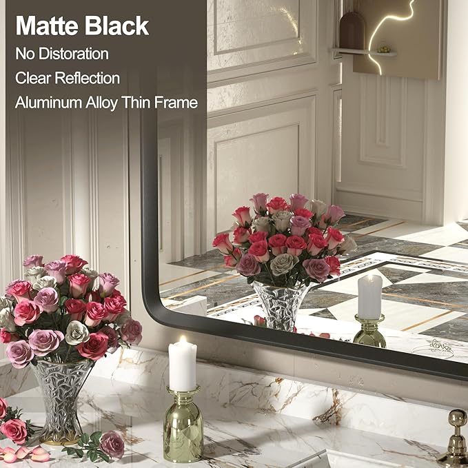 66x36 Inch Black Matte Framed Mirror - Image 3