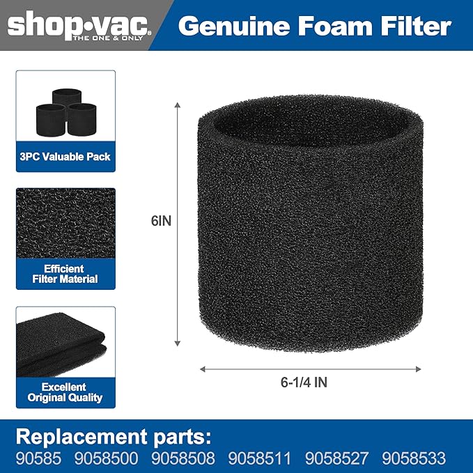 Shop-Vac 90107 Paper Disc Filter and 90585 Foam Sleeve Filter, - Image 4