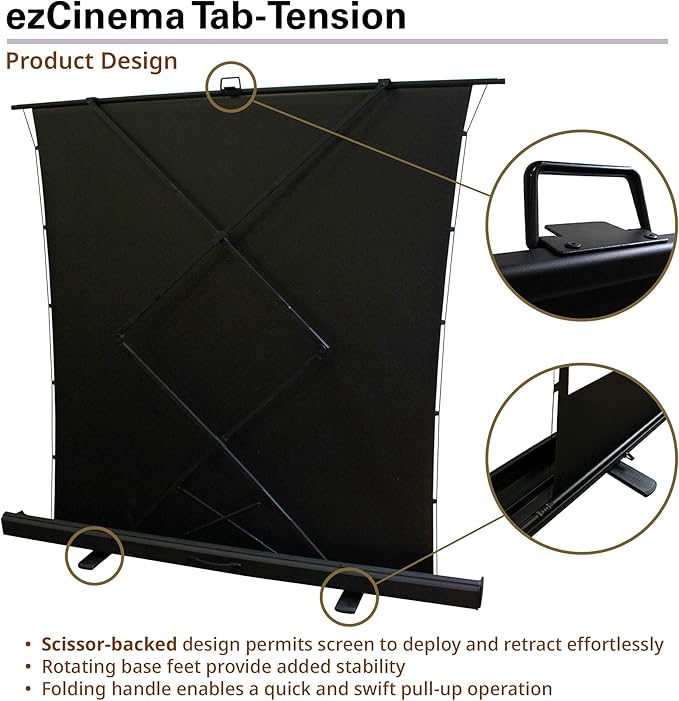 Elite Screens ezCinema Tab-Tension, 90-Inch Portable Floor Rising Projector - Image 4