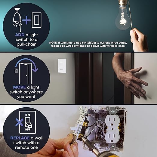 RunLessWire 2 Fixture Battery-Free DIY Kinetic Wireless Light Switch Kit 150ft - Image 2