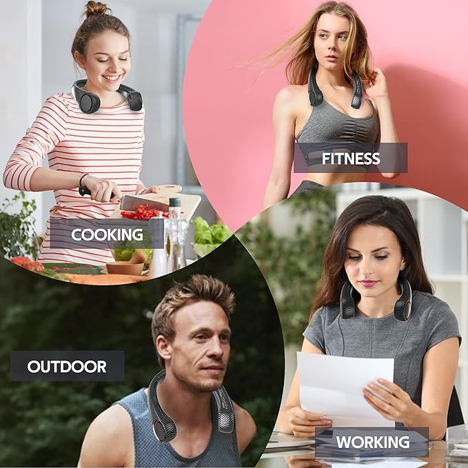 Portable Neck Fan, Hands Free Bladeless 360° Cooling Personal Fan, Wearable - Image 6
