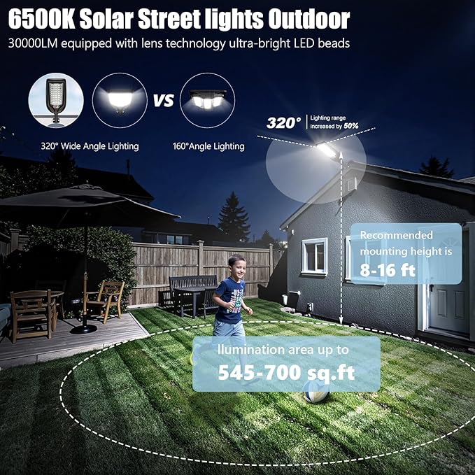 Solar Street Lights Outdoor Waterproof, 30000LM Dusk to Dawn Solar Lights - Image 3