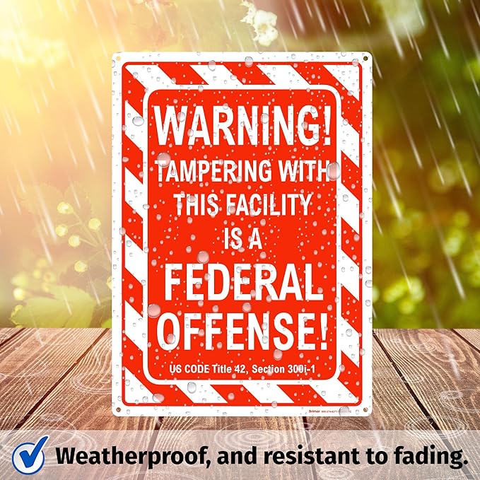 Brimar - 10" x 14" - Warning Tampering Facility Is A Federal Offense Sign - - Image 5