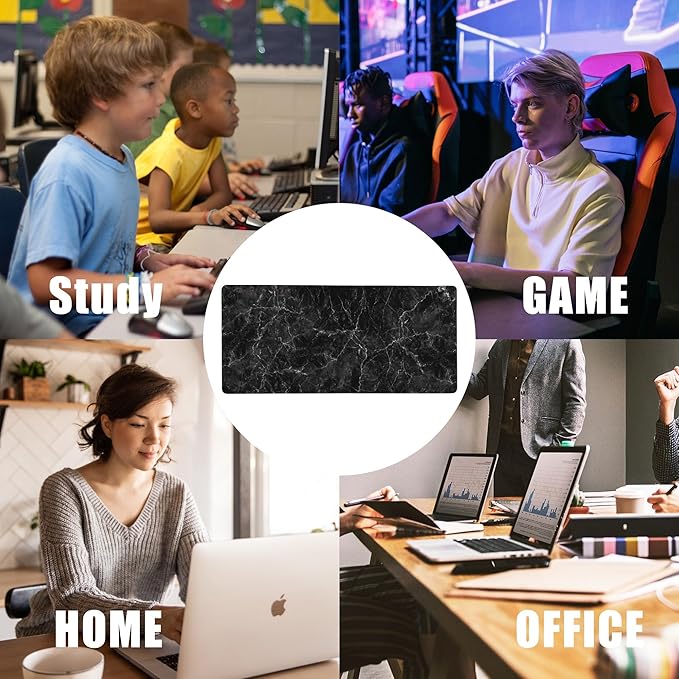 EOBKLAX Black Marble Texture Desk Mat, Large Gaming Mouse Pad, Non-Slip Rubber - Image 7