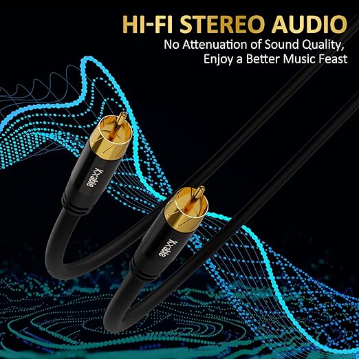 Subwoofer Cable RCA to RCA Audio Cable 50FT, Digital Coaxial Audio Cable - Image 4