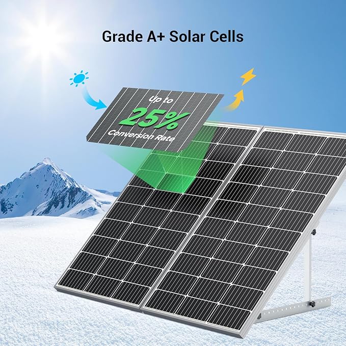 HQST Solar Panel 4pcs 100 Watt 12V Monocrystalline Solar Panel - Image 3