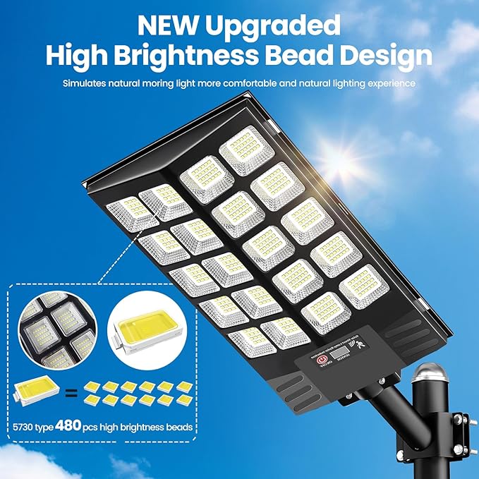 2 Pack 16" Large Solar Street Lights Outdoor Waterproof - Image 2