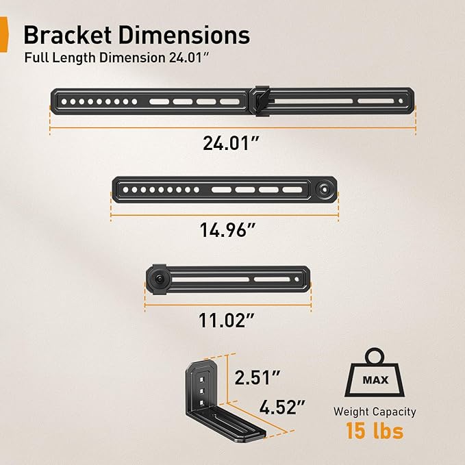 Perlegear Soundbar Mount with Adjustable Height, Sound bar Mount up to 15 lbs - Image 2