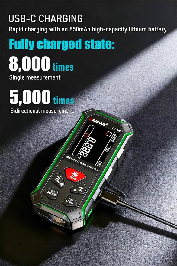 ZC-SG60 Dual Laser Measuring Tool, 196Ft Green-Beam Bilateral Digital Laser - Image 9
