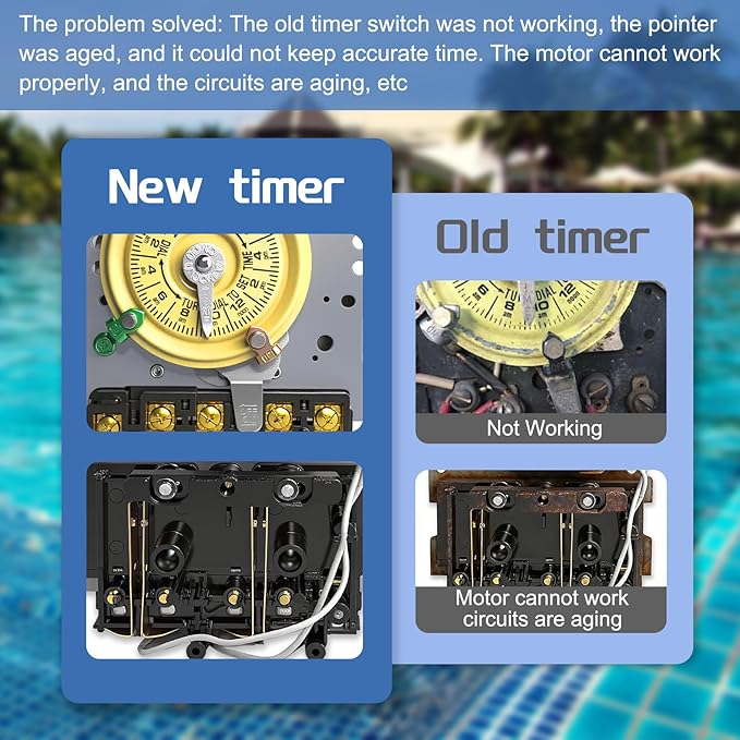 T104M Pool Timer Mechanism Only, Pool Pump Timer, 208-277V 40A Time Switch - Image 6