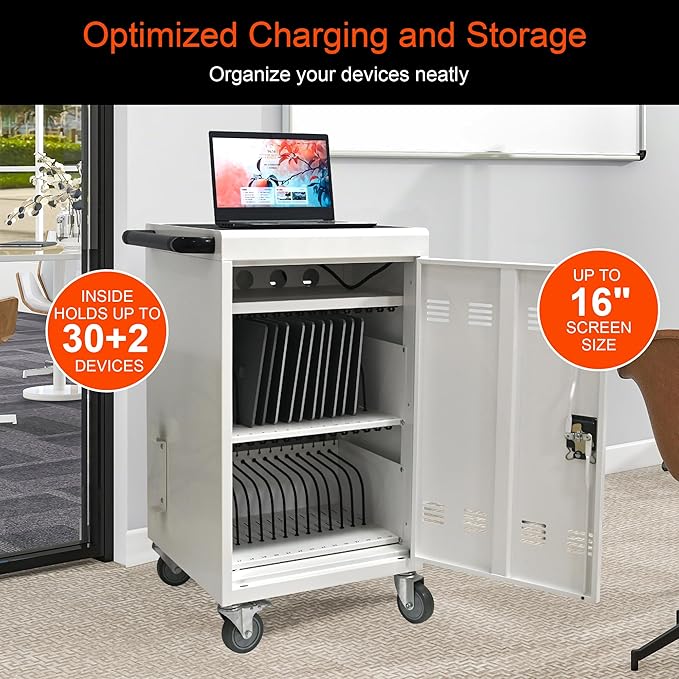 Aokleo Laptop Charging Cart, 32 Devices Tablet Storage Carts - Image 4