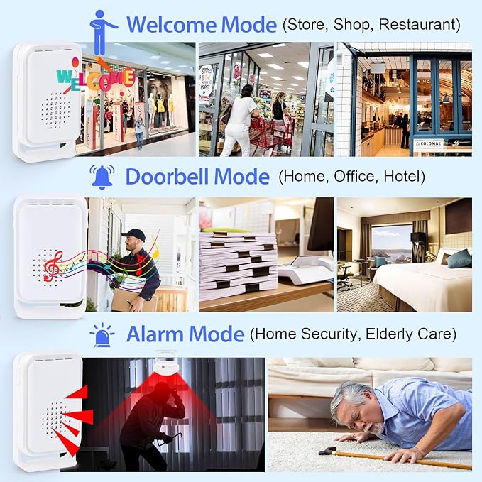 Motion Sensor Alarm Motion Detector Alarm Doorbell Indoor Alarms Business Door - Image 3