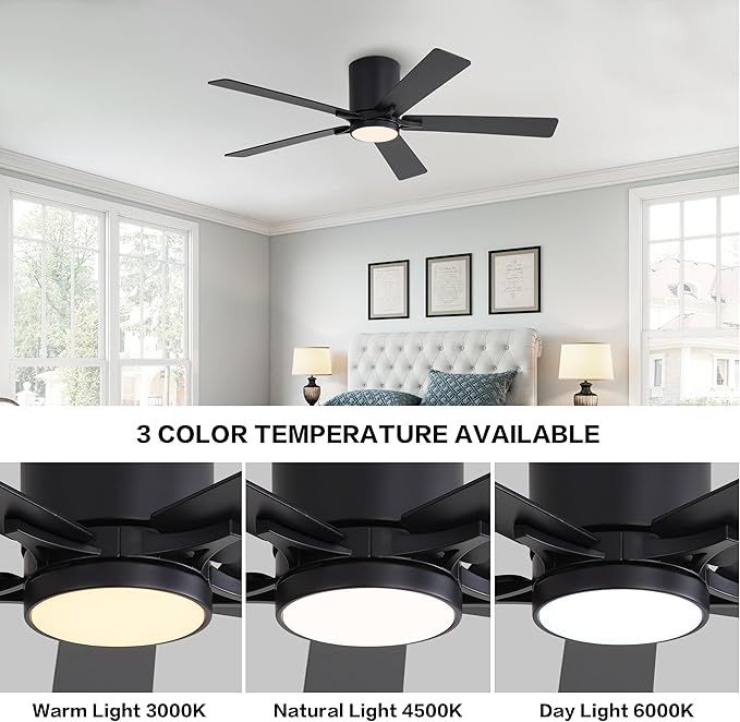 WINGBO 48" DC Flush Mount Ceiling Fan - Image 6