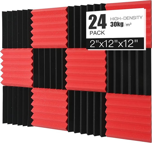 Acoustic Foams Panels 24 Pack 2" x 12"x 12" Sound Proof Foam Panels by Saiqiang