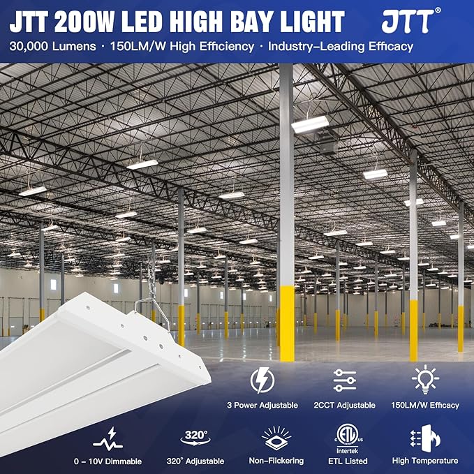 JTT 200/150/100W LED Linear Shop Lights, 2FT 30000LM 360° Adjustable Led High - Image 6