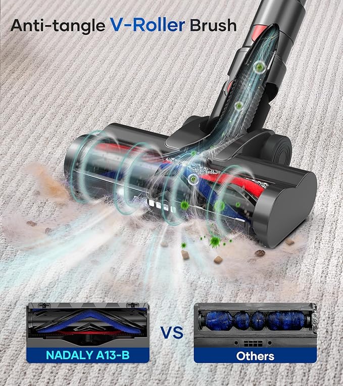 NADALY Cordless Vacuum Cleaner for Home, 500W 40KPA Stick Vacuum Cordless - Image 4
