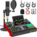 Podcast Microphone Bundle with Live Sound Card Audio Mixer, Podcast Equipment by tenlamp