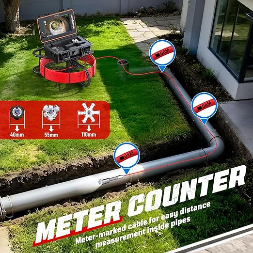HBUDS Sewer Camera, Self Leveling Drain Camera 165ft - Image 4