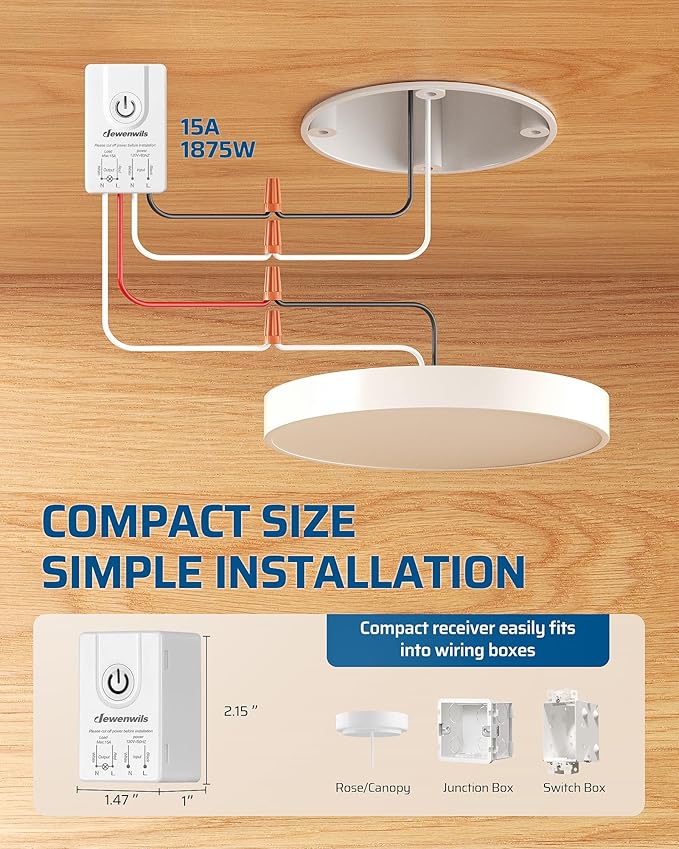 DEWENWILS Wireless Light Switch and Receiver Kit, No in-Wall Wiring Required - Image 5
