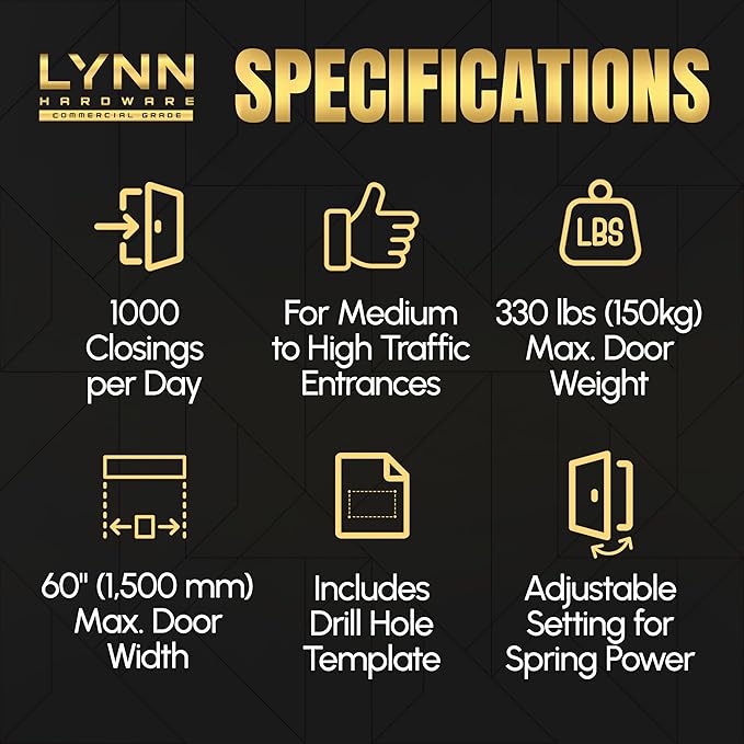 LYNN HARDWARE Medium/Heavy Duty Automatic Door Closer - Image 3