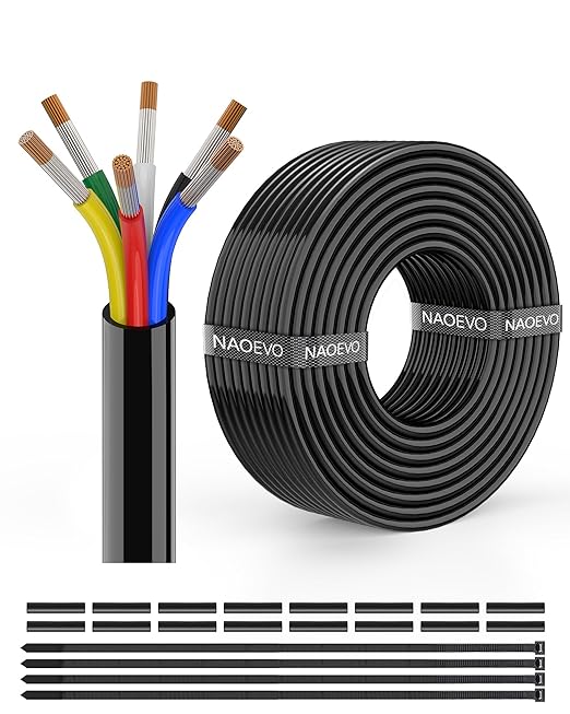 NAOEVO 14 Gauge Wire 6 Conductor Electrical Wire, 14 AWG Stranded PVC Cord by NAOEVO