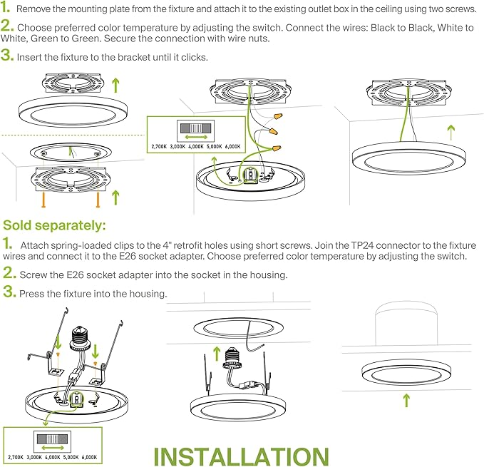ASD LED 12" Round Flush Mount Ceiling Light Fixture, Low Profile Surface - Image 9