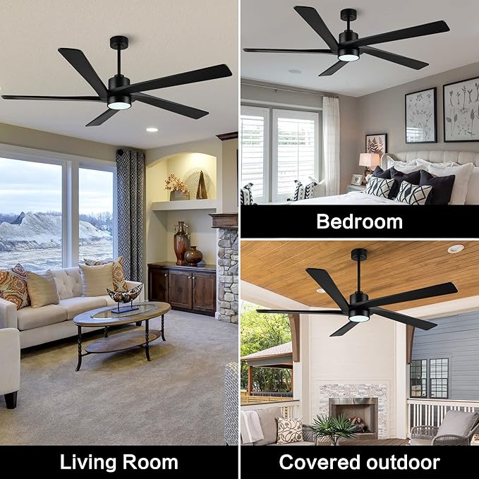 WINGBO 54" DC Ceiling Fan with Lights, 5 Carved Solid Wood Blades, 6-Speed - Image 8