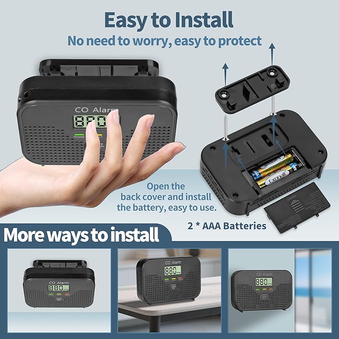 Carbon Monoxide Detector Powered by AA Battery, CO Monitoring Alarm - Image 4