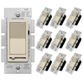 BESTTEN 10 Pack Matte Champagne Gold Dimmer Light Switch, Single Pole or 3-Way by BESTTEN