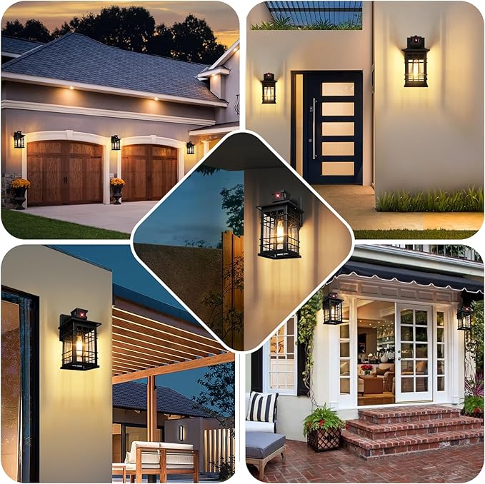 Motion Sensor Outdoor Wall Lights Black, Dusk to Dawn Outside Porch Lights - Image 7