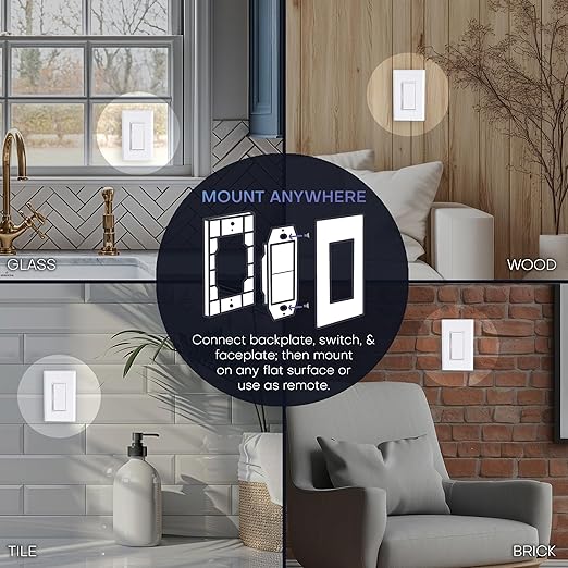 RunLessWire 3-Way Battery-Free DIY Wireless Light Switch Kit 150ft RF Range - Image 4