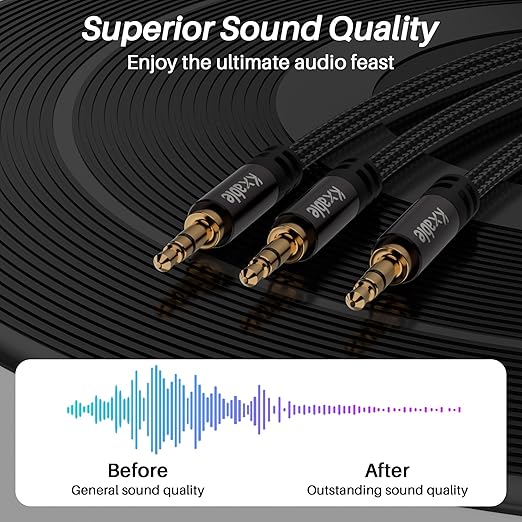 Kxable 1/8 Inch TRS Stereo Y Splitter Cable 10FT, 3.5mm Male to 2-Male - Image 6