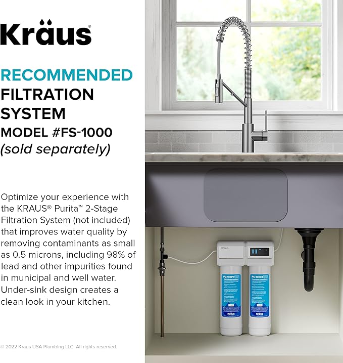KRAUS Oletto 2-in-1 Commercial Style Pull-Down Single Handle Water Filter - Image 13