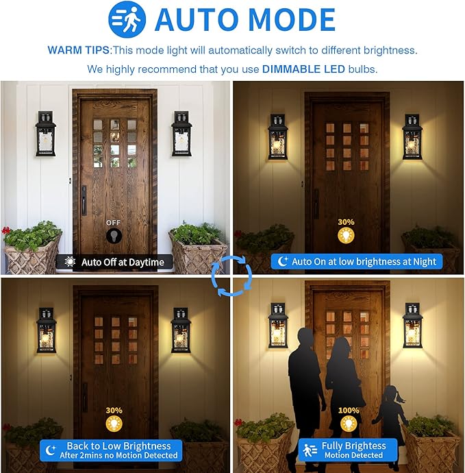 VIANIS 2 Pack Motion Sensor Outdoor Lights, Dusk To Dawn Outdoor Lighting - Image 8