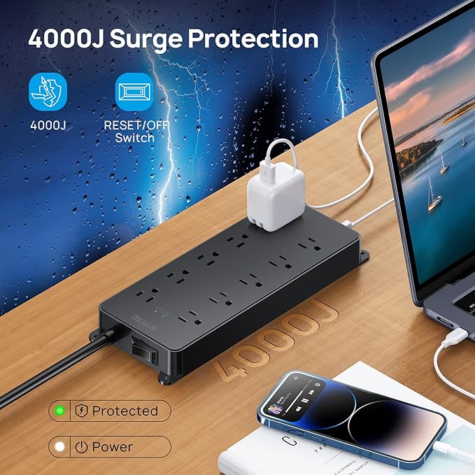 TROND Power Strip Surge Protector, ETL Listed, 10 Widely Spaced Outlets - Image 2