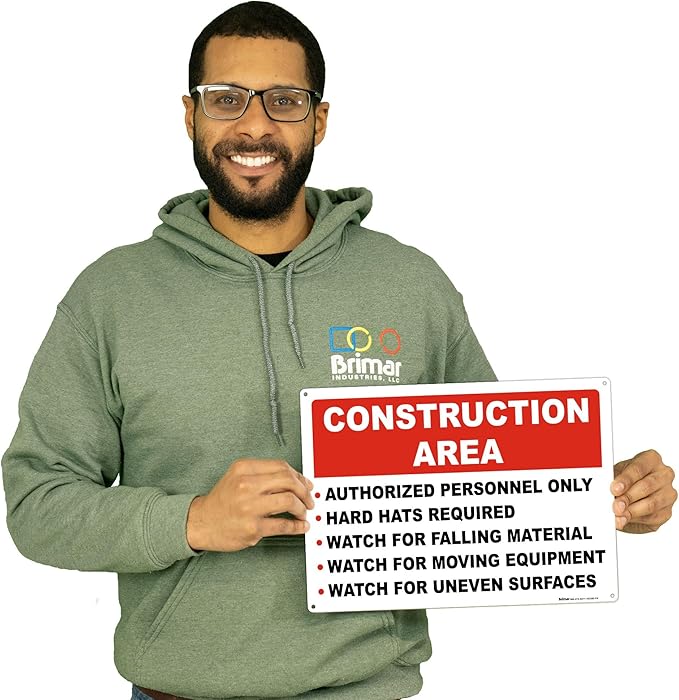 Brimar 14"x10" Construction Area Rules Sign - Image 4