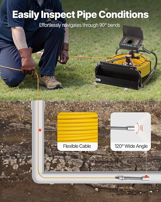 VEVOR Sewer Camera, 98.4 ft/30 m, 4.3" Pipe Drain Inspection Camera - Image 5