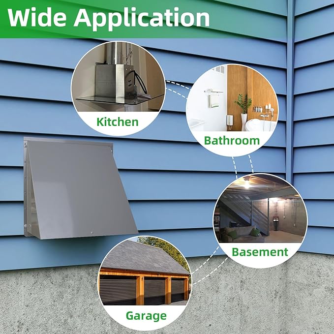 10 Inch Hooded Wall Vent with Screen and Damper, Outdoor Wall Exhaust Vent - Image 7