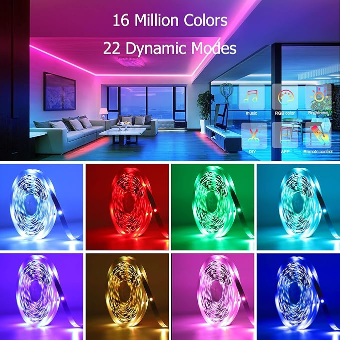 KEELIXIN LED Lights Music Sync RGB LED Strip Lights - Image 2