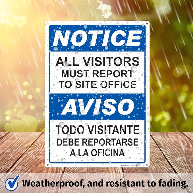 Brimar - 10" x 14" - Bilingual All Visitors Report Site Office Sign - .055″ - Image 5