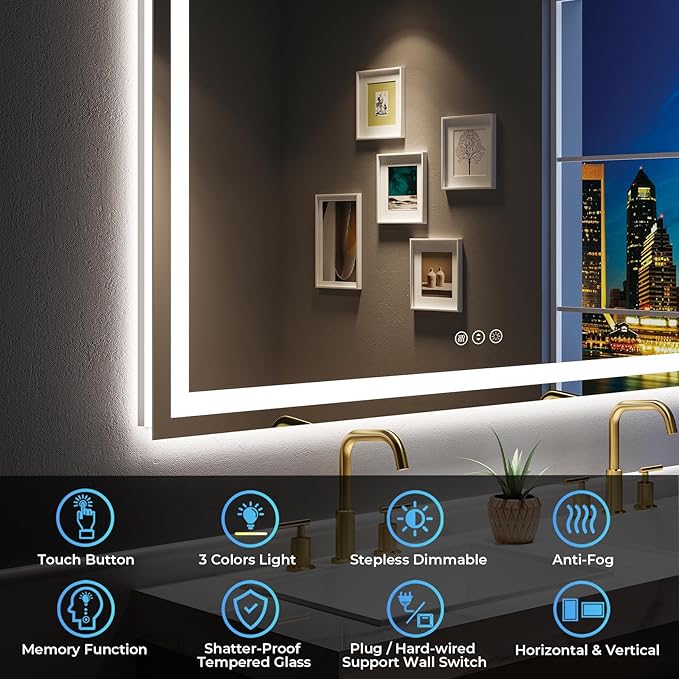 YEELAIT 72x36 Inch LED Bathroom Mirror - Image 2