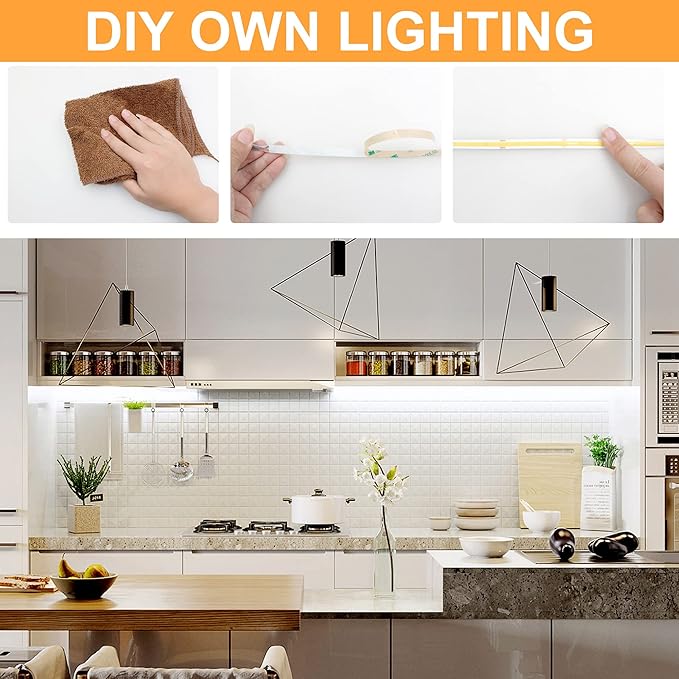 AXMOTUT White COB LED Strip Light, Dimmable 16.4ft/5m LED Light, 6000K Daylight - Image 4
