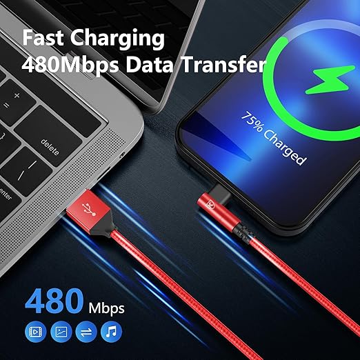 3Pack 90 Degree Lightning Cable, iPhone Charger Cable 6ft, Long Cable Fast - Image 5