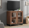 WAMPAT Modern TV Stand with Glass Doors by WAMPAT