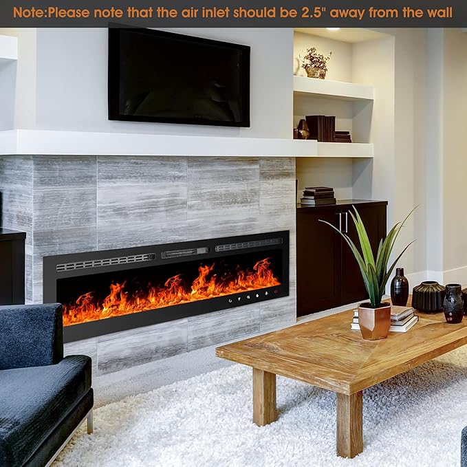 90 inch Ultra-Thin Electric Fireplace Recessed and Wall Mounted - Image 2