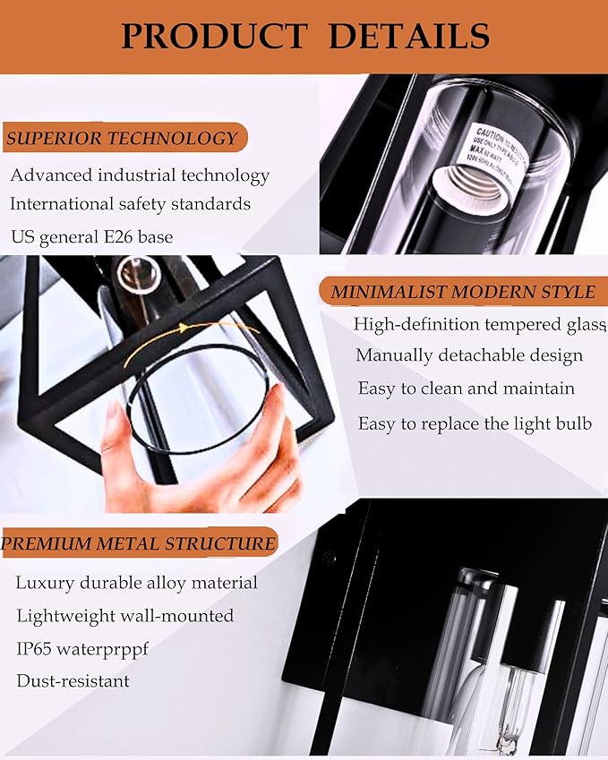 LWSOY Dusk to Dawn Outdoor Lights, Waterproof Porch Lights 2 Pack, Exterior - Image 5