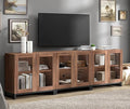 WAMPAT Modern TV Stand with Glass Doors by WAMPAT
