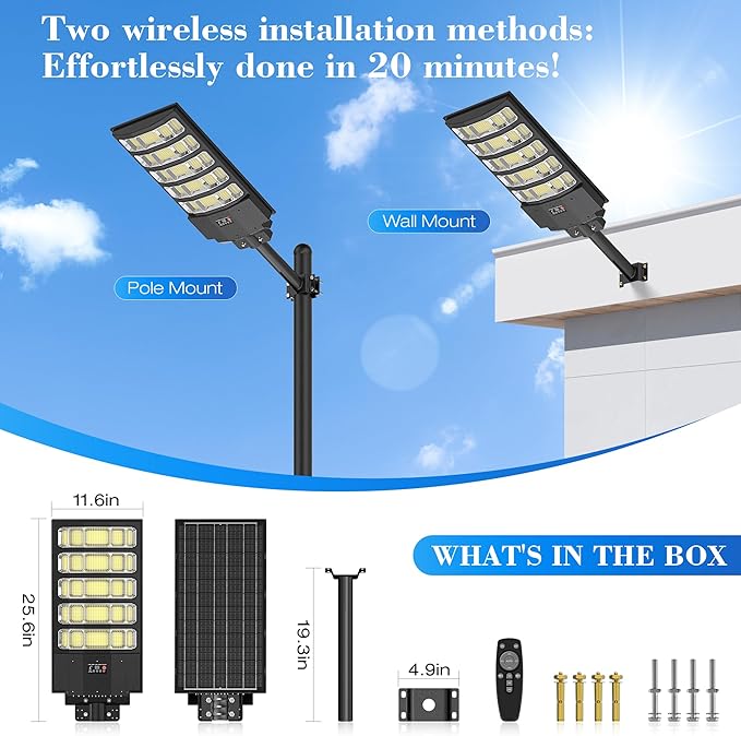 OKPRO Solar Street Lights Outdoor, 10000W Solar Lights Outdoor Waterproof - Image 4